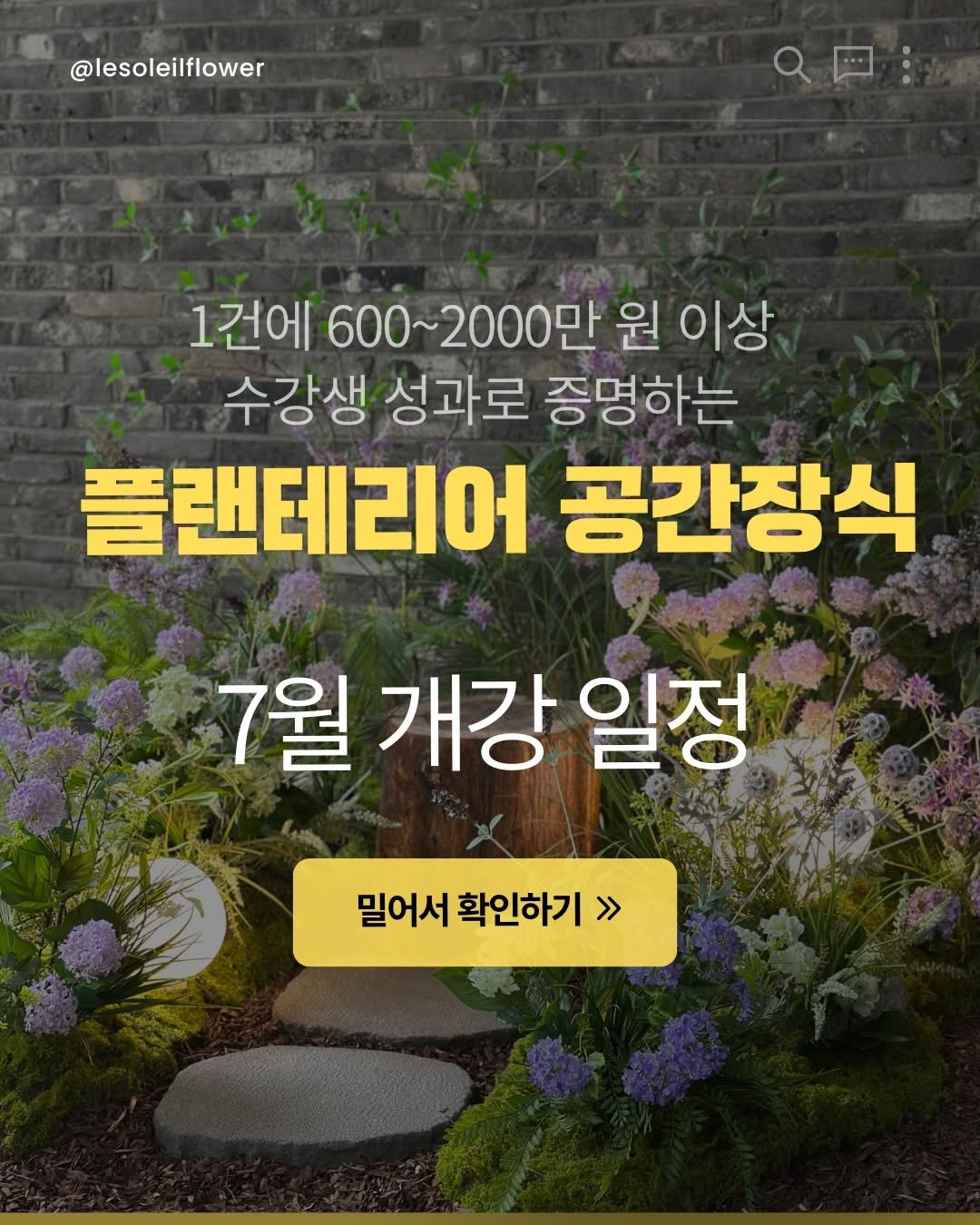 lesoleilflower 게시물 이미지: 조화 플랜테리어 7월 수업 모집🌿

조화 플랜테리어 창업을 준비하다 보면 대부분...