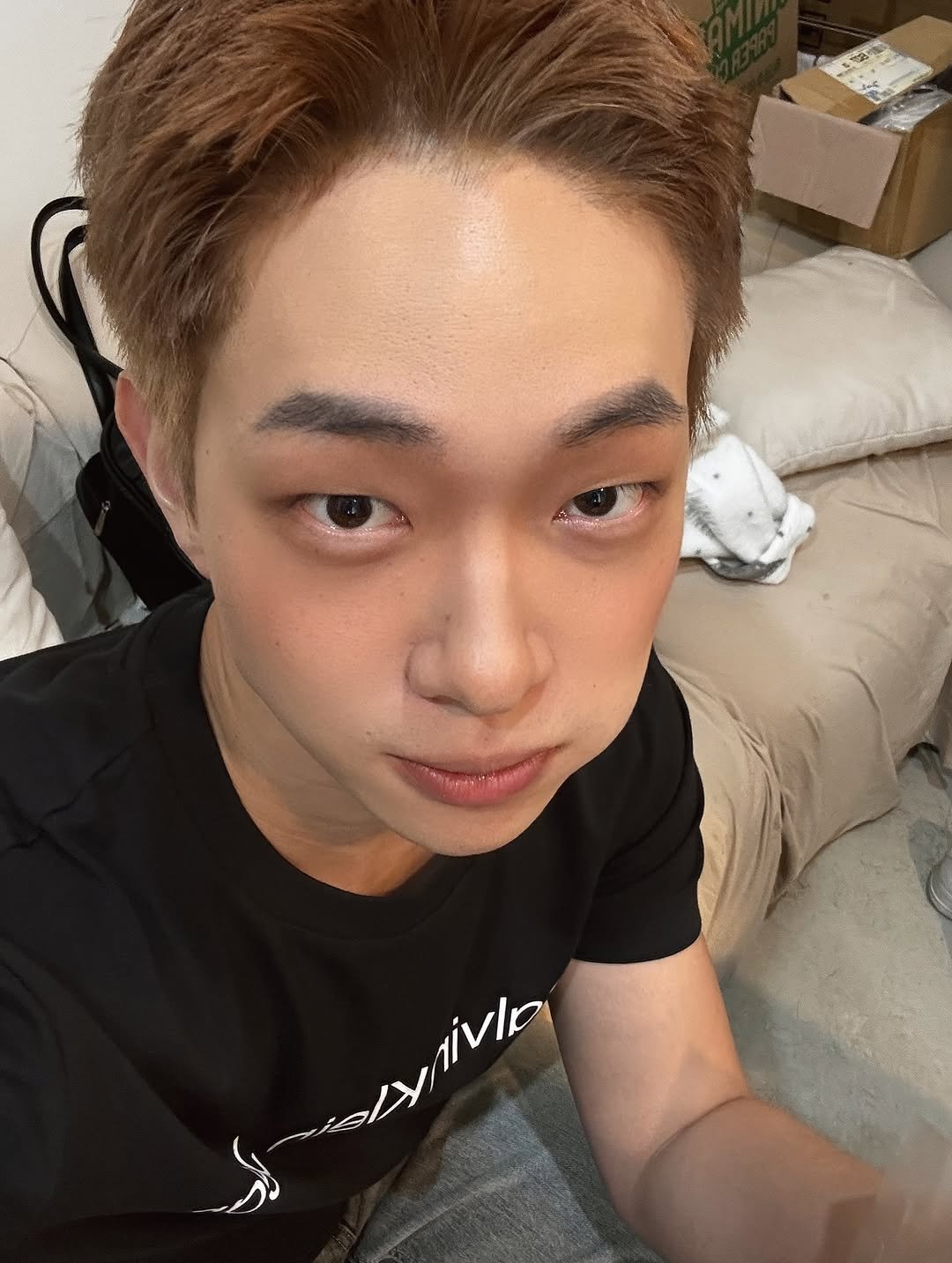 Photo by 륜Ryan on August 10, 2025. May be a selfie of 1 person, blonde hair and text.