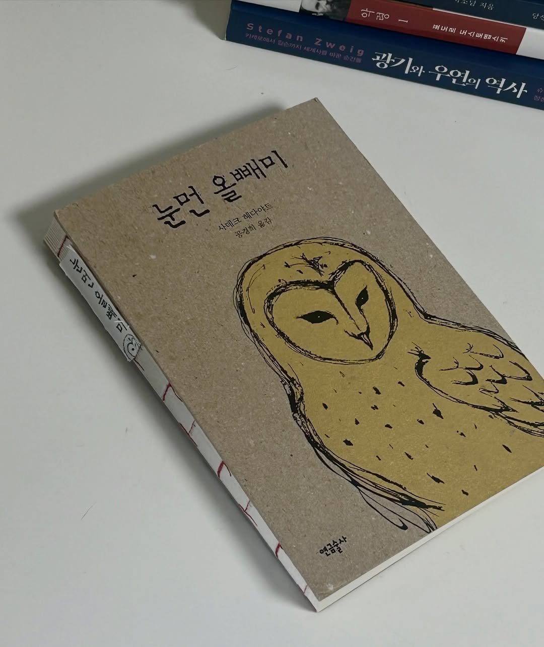 Photo by 혜리 on December 27, 2025. May be an image of owl, barn owl, diary, book, sketch, clipboard and text.