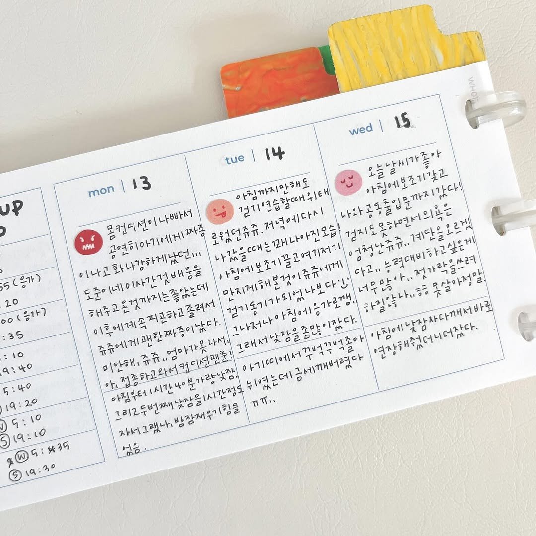 Photo shared by 루비킴 on October 22, 2025 tagging @fromhaoting, @__ti_me, and @mushroom_paper_farm. May be an image of diary, binder, calendar and text.