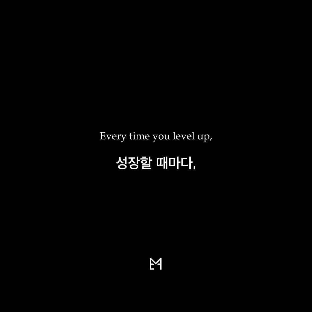 Photo by 라이프핵 마인드셋 on January 21, 2026. May be an image of text that says 'Every time you level up, 성장할 때마다, M M'.