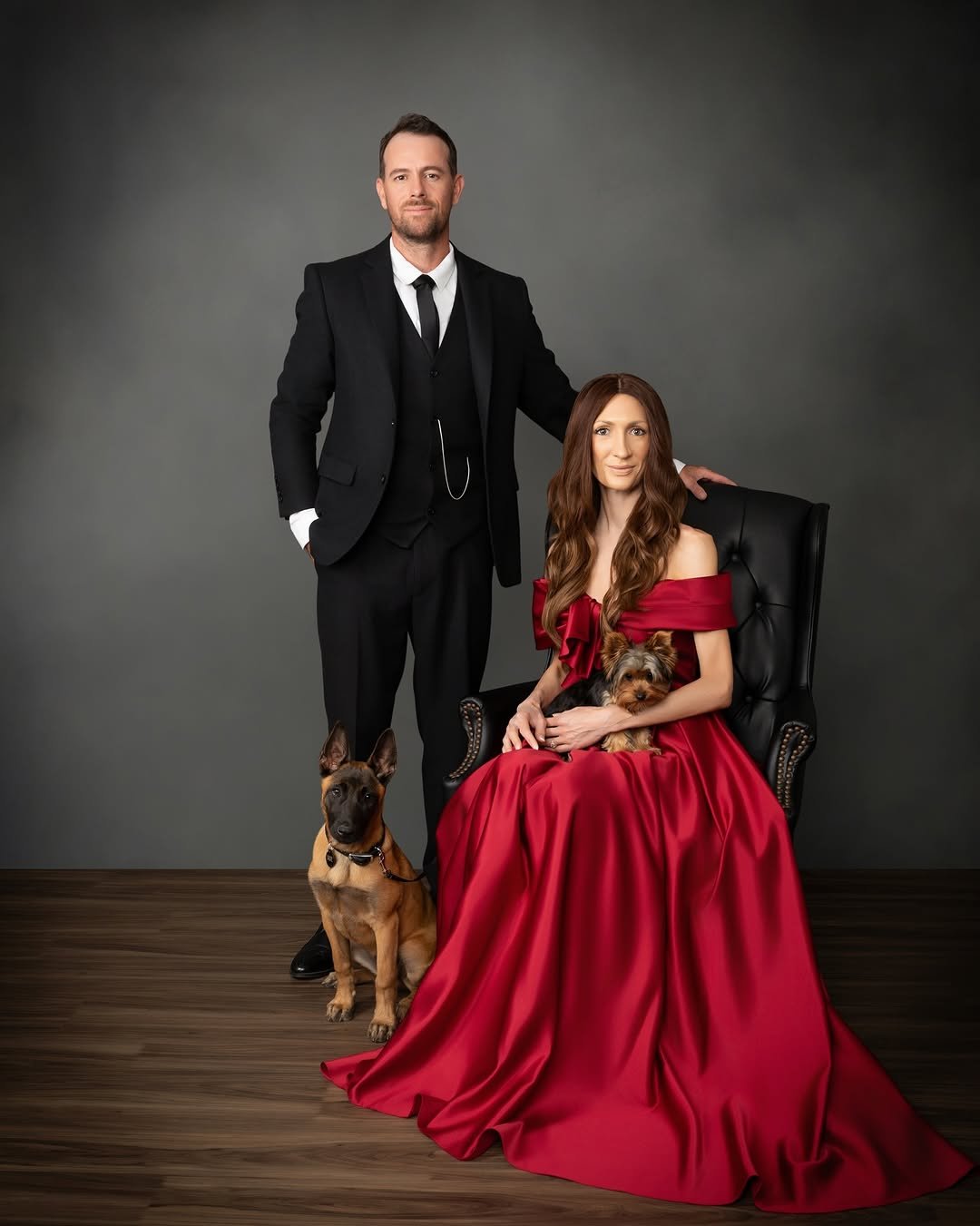 Photo by Bethany on August 24, 2025. May be an image of 2 people, gown, dinner jacket and text.