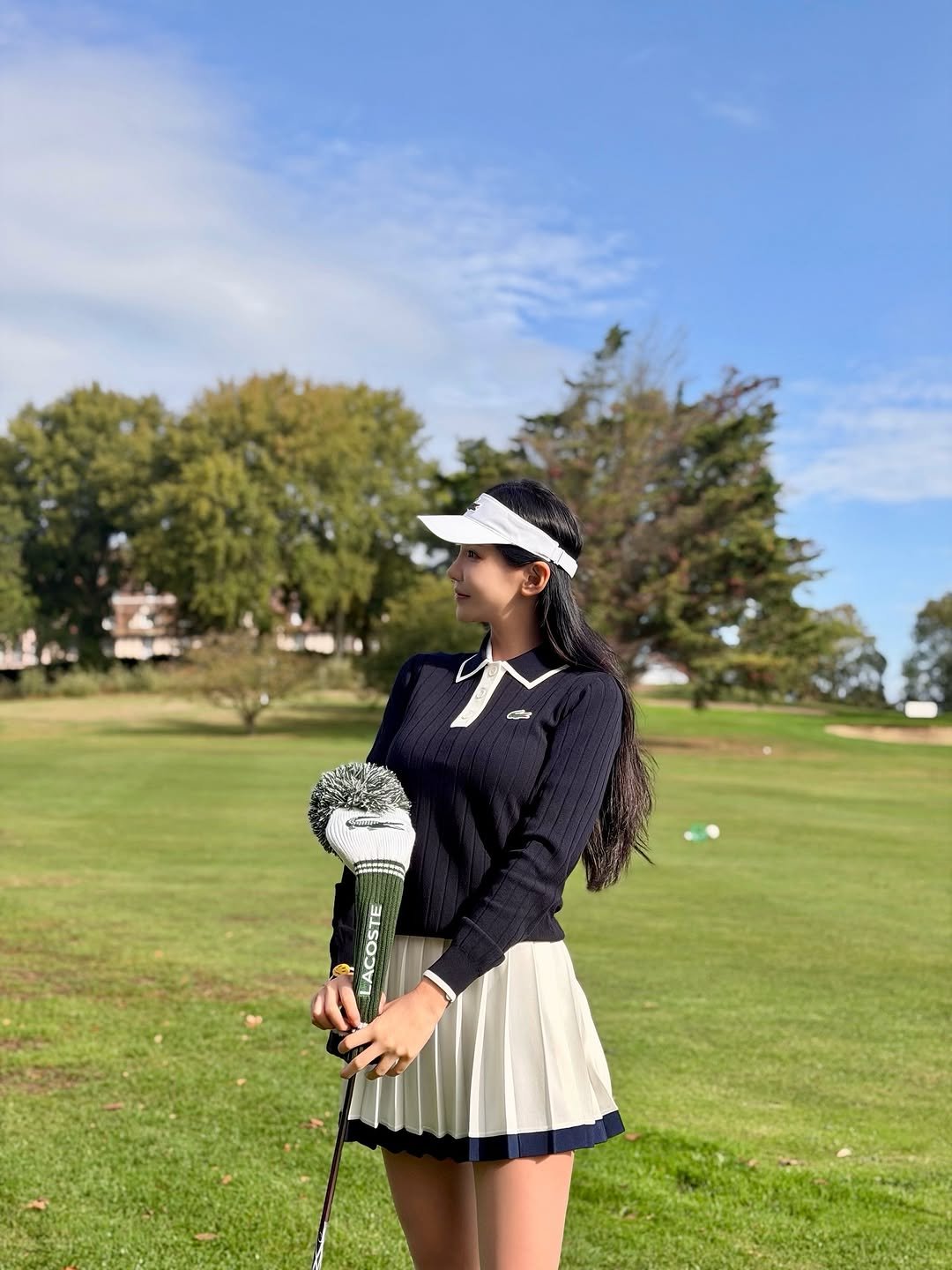 Photo shared by Lily on October 10, 2025 tagging @lacoste, and @lacoste_lodf. May be an image of golf, golf club, golf course and text.