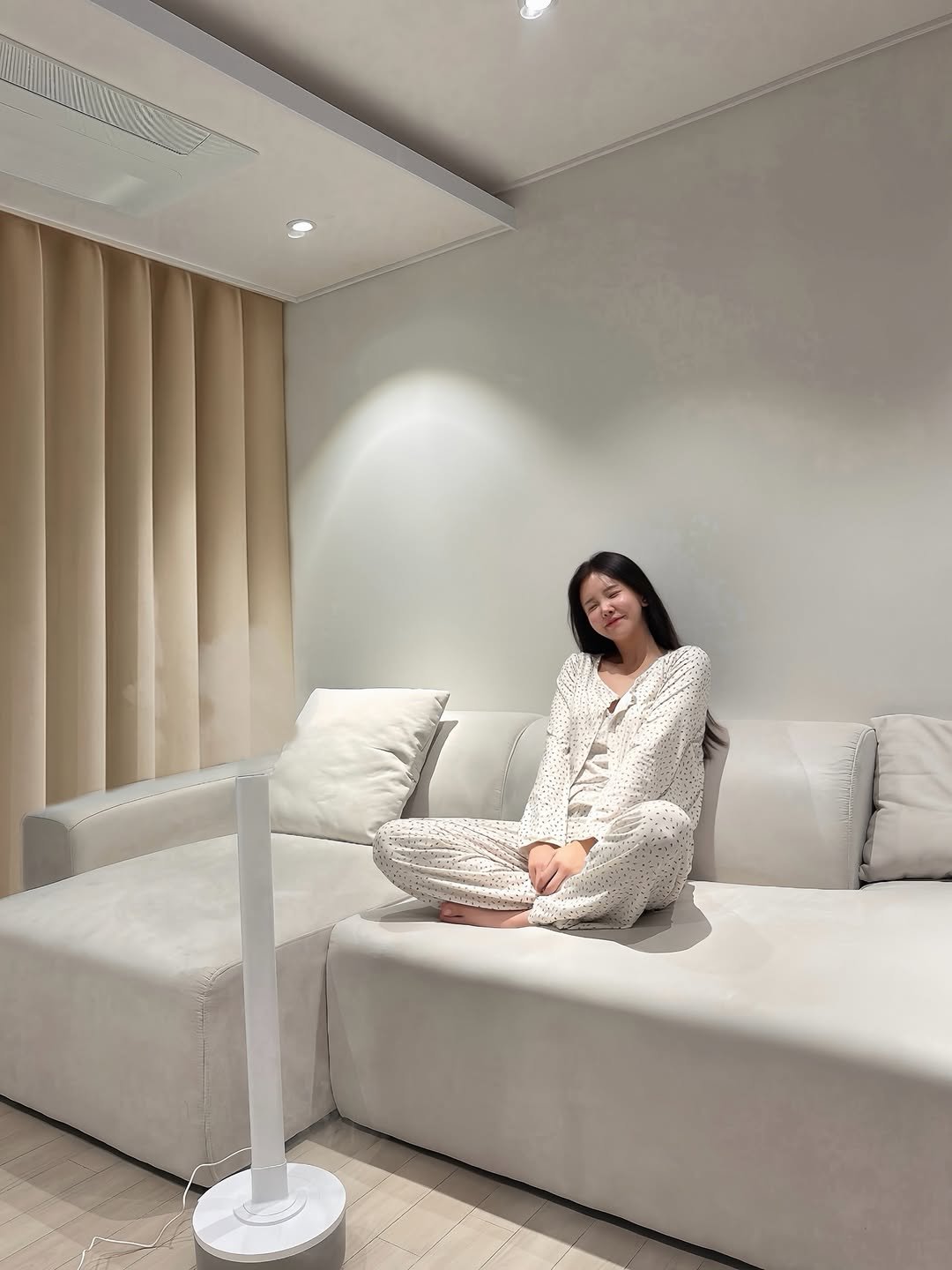 Photo by Lily 🇰🇷 on December 09, 2025. May be an image of sleepwear, armchair, sofa, chaise lounge, indoors and text.