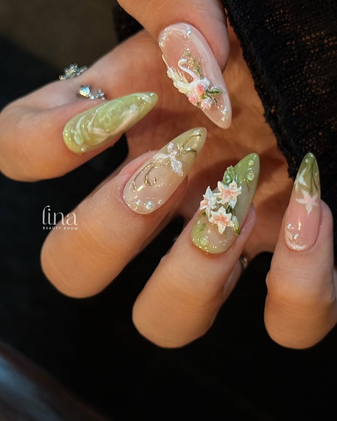 lina.beautyroom 게시물 이미지: Summer season — set nail nhẹ nhàng tone xanh...