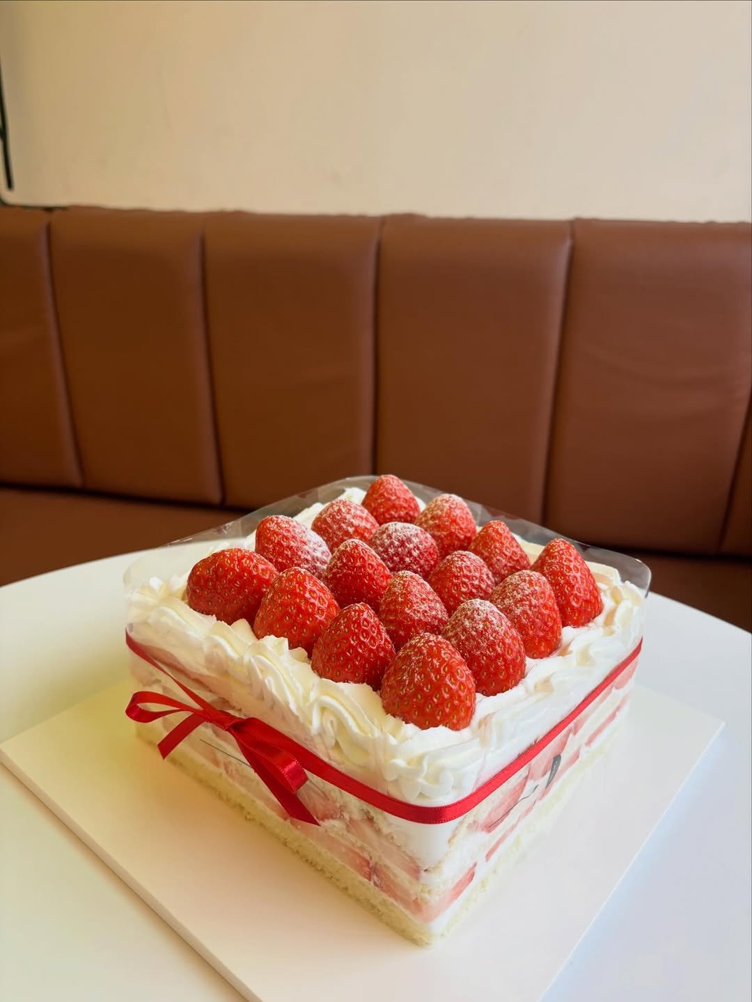 Photo by Littlemoresweet on December 14, 2025. May be an image of cake, strawberry, fruitcake, whipped cream and text.