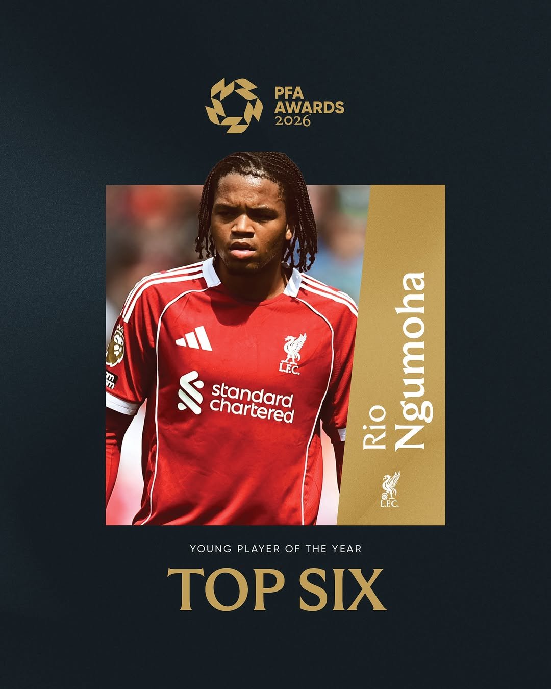 liverpoolfc 게시물 이미지: Rio Ngumoha has been shortlisted for the PFA...