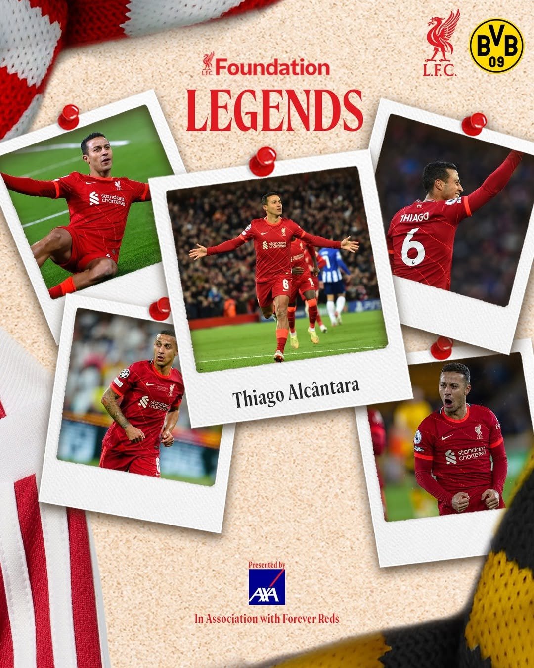 Photo shared by LFC Foundation on February 20, 2026 tagging @thiago6, and @liverpoolfc. May be an image of ‎football, soccer, card, poster and ‎text that says '‎محم L.F.C. ByB 09 Foundation LEGENDS W charign 会 생연유 THIAGO i 6 ® ThiagoAlcântara Thiago Alcântara tas chorene pang Presentedby AKA In InAssociationwithForeverReds Association with Forever Reds‎'‎‎.