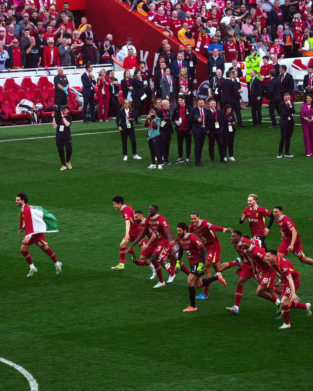 Photo by Liverpool Football Club on April 27, 2026. May be an image of football, soccer, crowd, stadium and text.