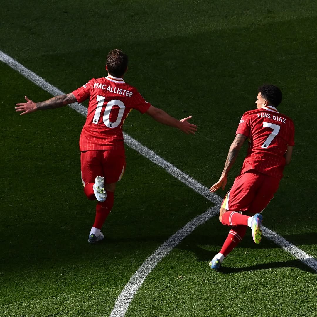 Photo by Liverpool Football Club on April 27, 2026. May be an image of football, soccer, ball, stadium and text.