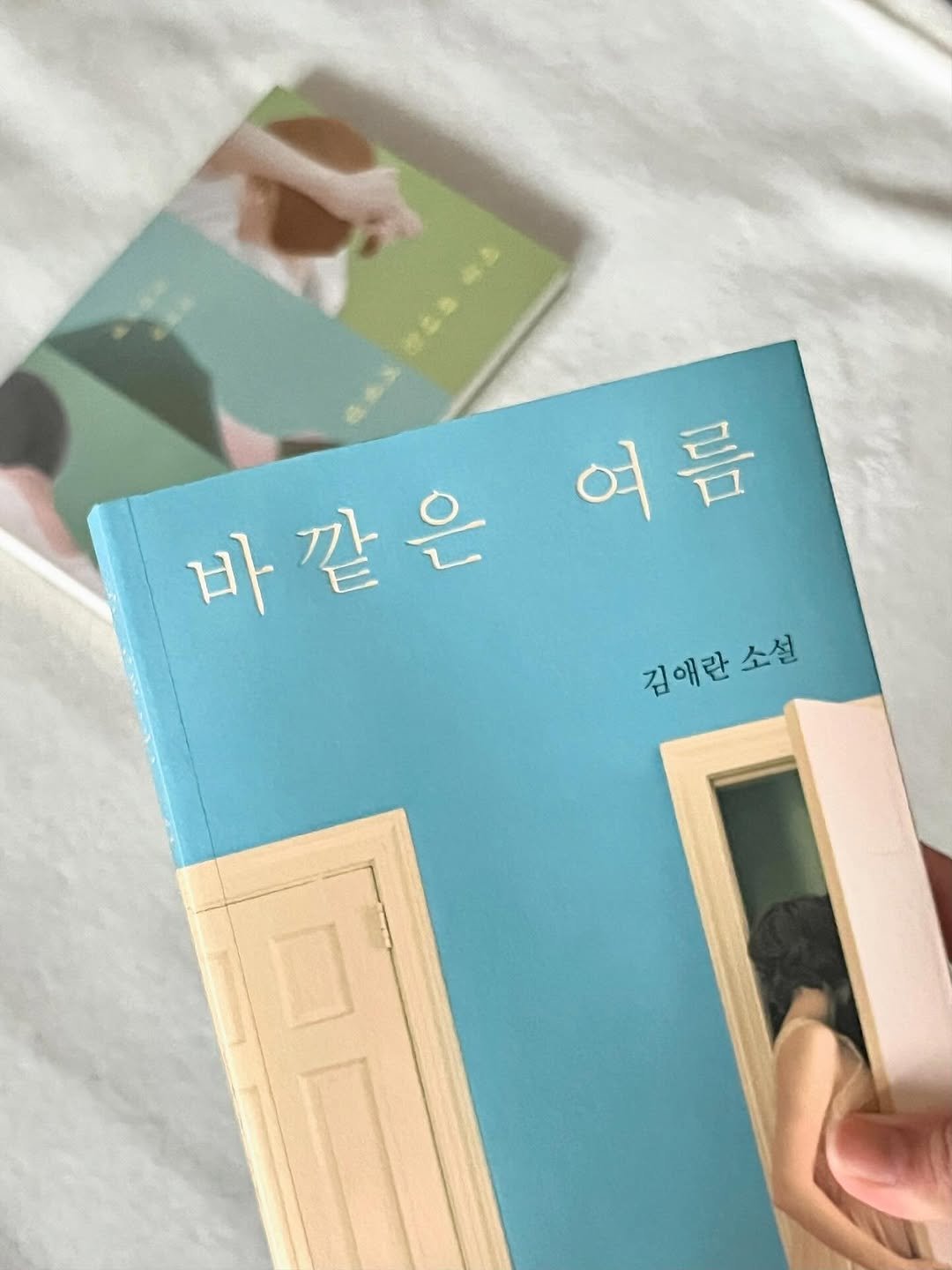 Photo by 느릿느릿책방📖ㅣ북스타그램 책스타그램 on July 19, 2025. May be an image of book, magazine and text that says '여름 바깥은 바같은여음 바 김애란소설 소설 김애란'.