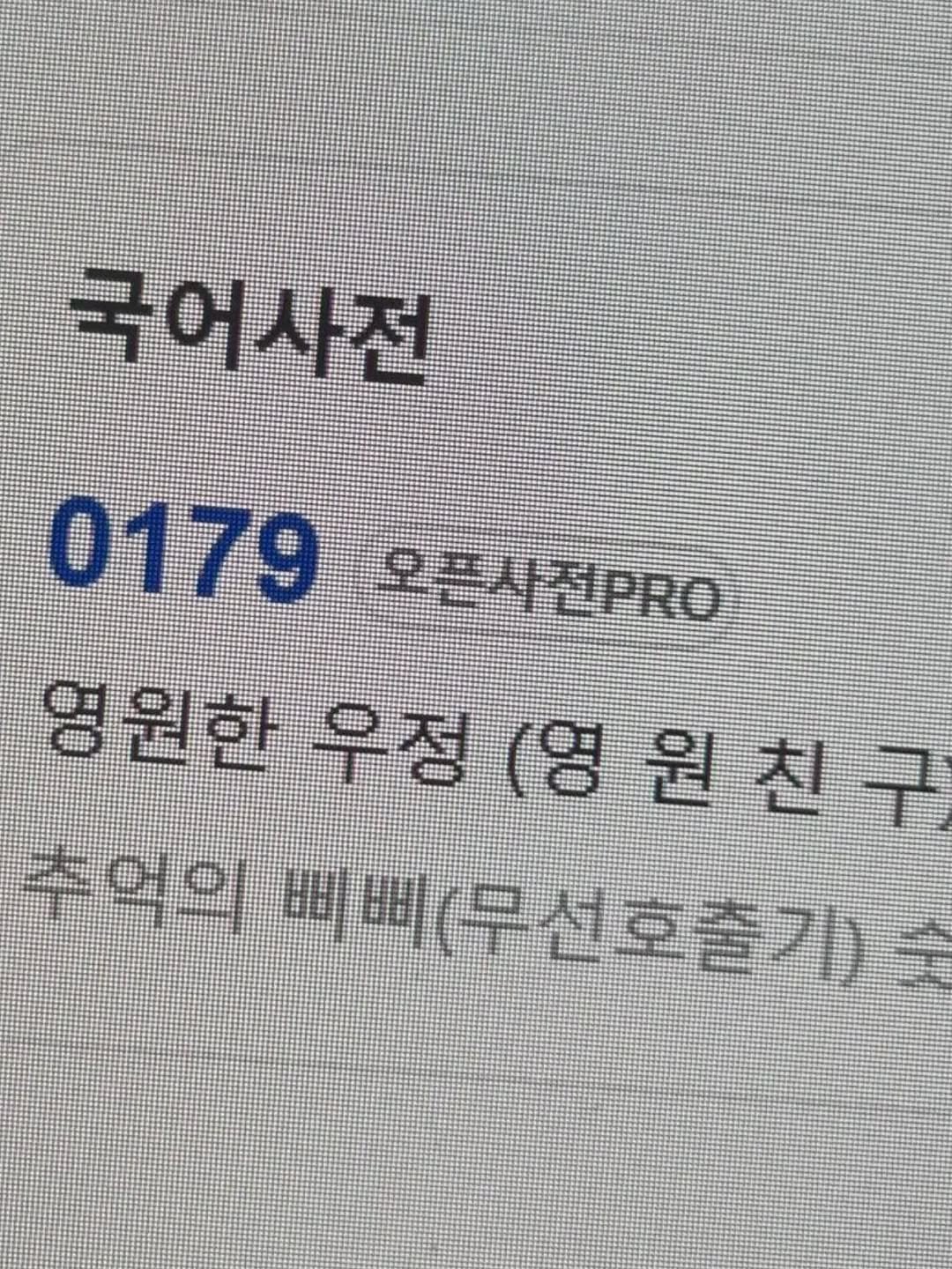 Photo by 임지운 on September 29, 2025. May be an image of text that says '국아사원 국어사전 0179 오픈시진PO 명원한 우정 정(영원친구 친 영 원 동억의 배미(우선호즐기'.