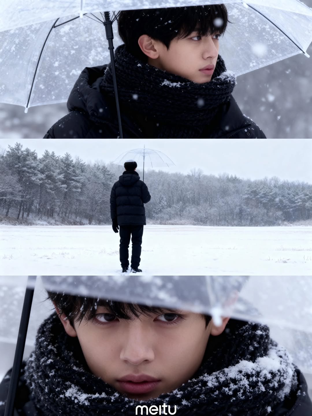 Photo by 원지원 on November 01, 2025. May be an image of one or more people, bangs, duffle coat, goosedown coat, parka, umbrella, poster and text.