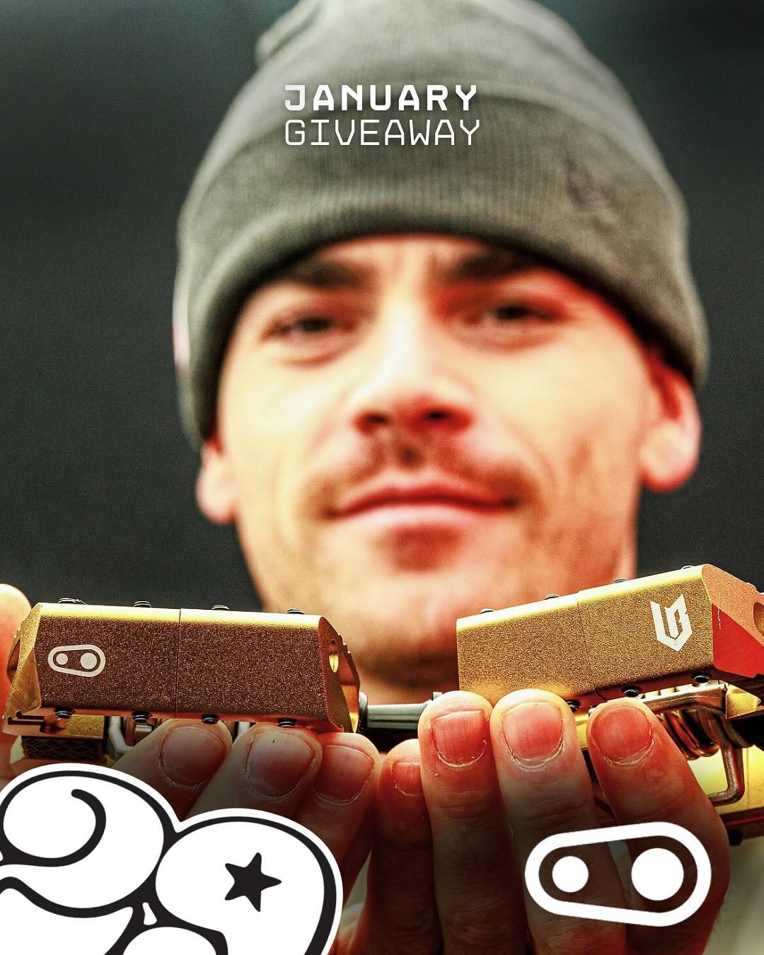 Photo shared by SUPERBRUNI - MTB on January 29, 2026 tagging @crankbrothers. May be an image of lighter, chocolate bar, wafer and text that says 'JANUARY GIVEAWAY'.