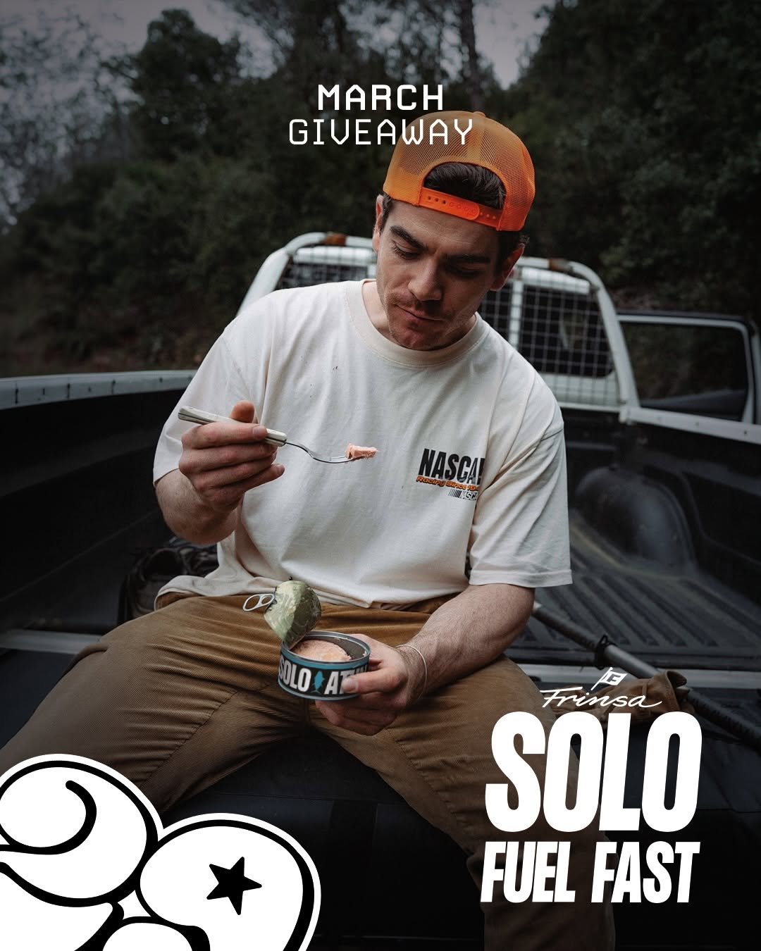 Photo shared by SUPERBRUNI - MTB on March 28, 2026 tagging @frinsa_solo. May be an image of smoking, magazine, cigarette, poster and text that says 'MARCH GIVEAWAY NASCAL SCA NASCA 電 OLO+AT OLO Frinsa SOLO FUEL FAST'.