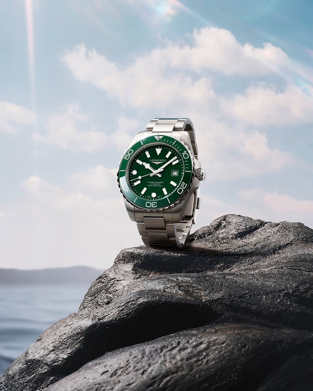 longines 게시물 이미지: Performance, with a bold edge.
The green‑dial...