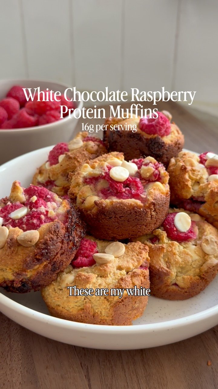 lovelydelites 게시물 이미지: protein raspberry white chocolate muffins 🤍...