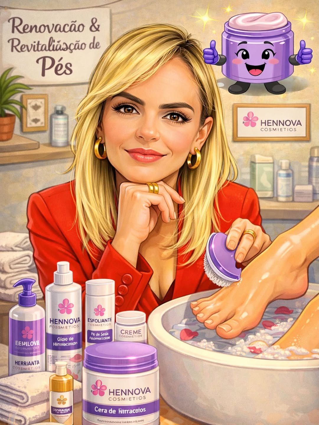 Photo by Luciana Rocha | Estética dos Pés / D’Epilação & Sobrancelhas in Cajàzeiras, Paraiba, Brazil. May be an image of one or more people, makeup, ointment, hand cream and text that says 'Renovacão & Revitaliásção de Pés HENNOVA COSMIETIOS COSMI HENNOVA TIO POSSMETIOS IOS ESFOLIANTE EEMILOVE する Pede PedeSedA Pedaceda Seda rBpиαo Oiare de Hinoraceticon CREME -OR8N HERRIANTA IReAAISUA 1치의지 HENNOVA COSMI TIOS Cera CeradeRitrracetos de Fitrracetos'.