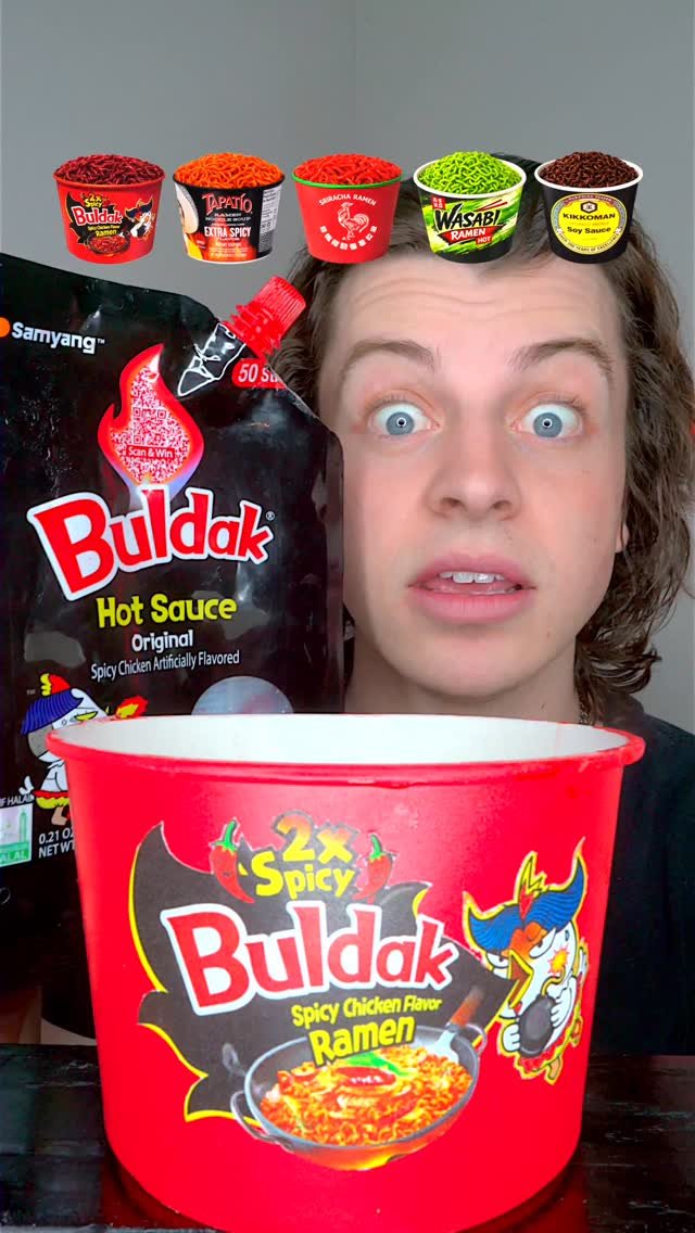 lukedidthat 게시물 이미지: Hot Sauce + Ramen Challenge 🍜🥵 #challenge