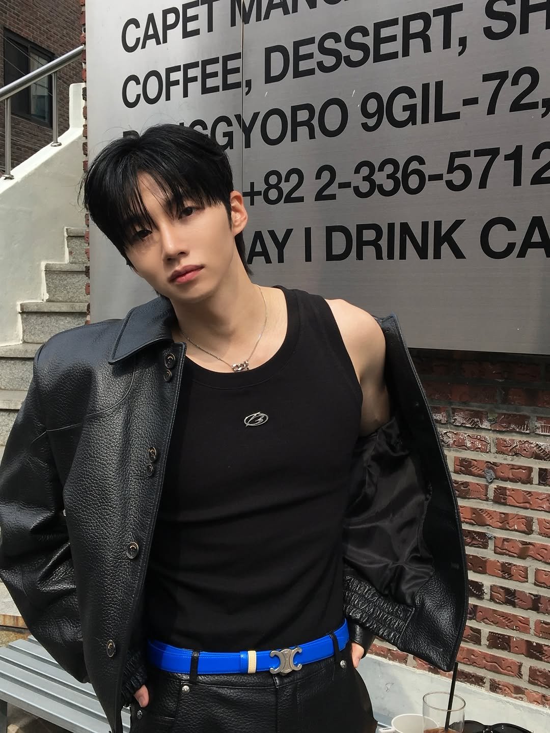 Photo shared by 배일리룩 Baeilylook on March 20, 2026 tagging @waviness_official. May be an image of bolo tie, belt and text that says 'CAPET MAI DESSERT, ST COFFEE, GYORO9GIL-72 9GIL-7 GYORO 22-336-571 IDRINK CA N'.