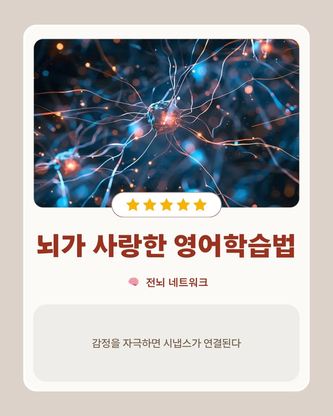 Photo by 린쌤 | 영어회화 코치 • 발음 & 스피킹 연구 on December 17, 2025. May be an image of text that says '뇌가 사랑한 영어학습법 전뇌 네트워크 감정을 자극하면 시냅스가 연결된다'.