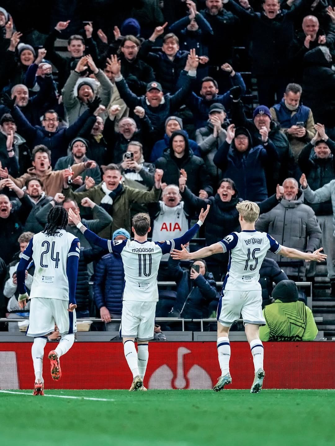 Photo by James Maddison in Tottenham Hotspur Stadium with @spursofficial. May be an image of football, soccer, crowd, stadium and text.