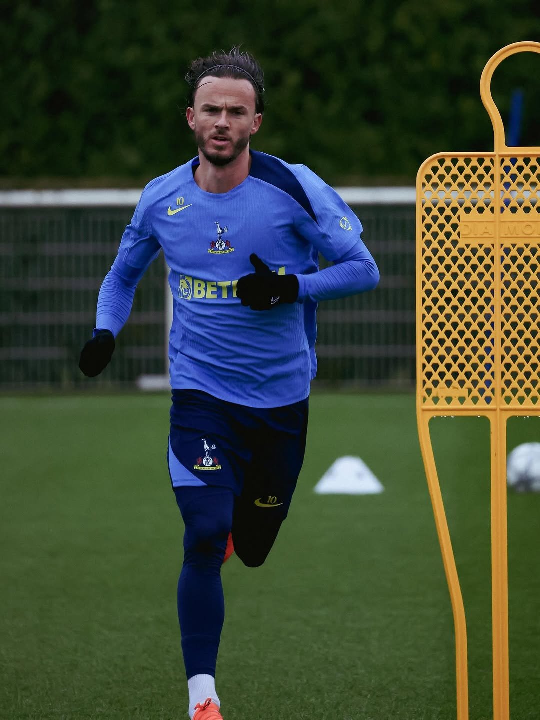 Photo shared by James Maddison on January 27, 2026 tagging @spursofficial. May be an image of football, soccer, cleats, stadium and text.