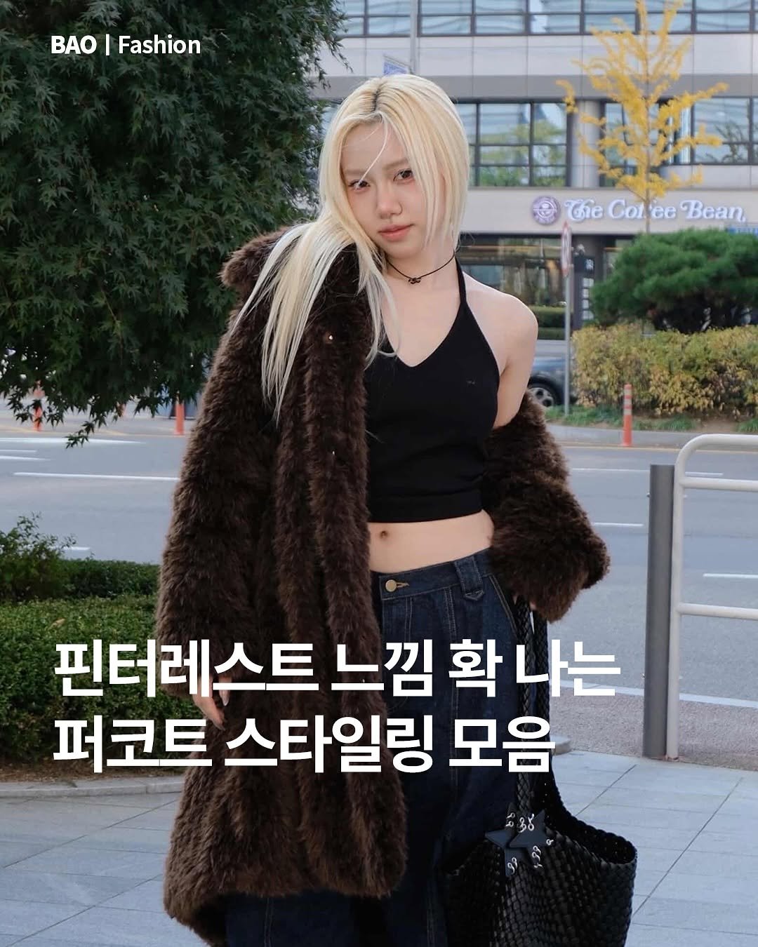 Photo shared by BAO magazine on November 06, 2025 tagging @_erer.official. May be an image of one or more people, blonde hair, goosedown coat, top and text that says 'BAO|Fashion BAO Fashion GieCot.eeBean Col ee Bean, 핀터레스트 느낌 확 확나는 퍼코트 스타일링 모음'.