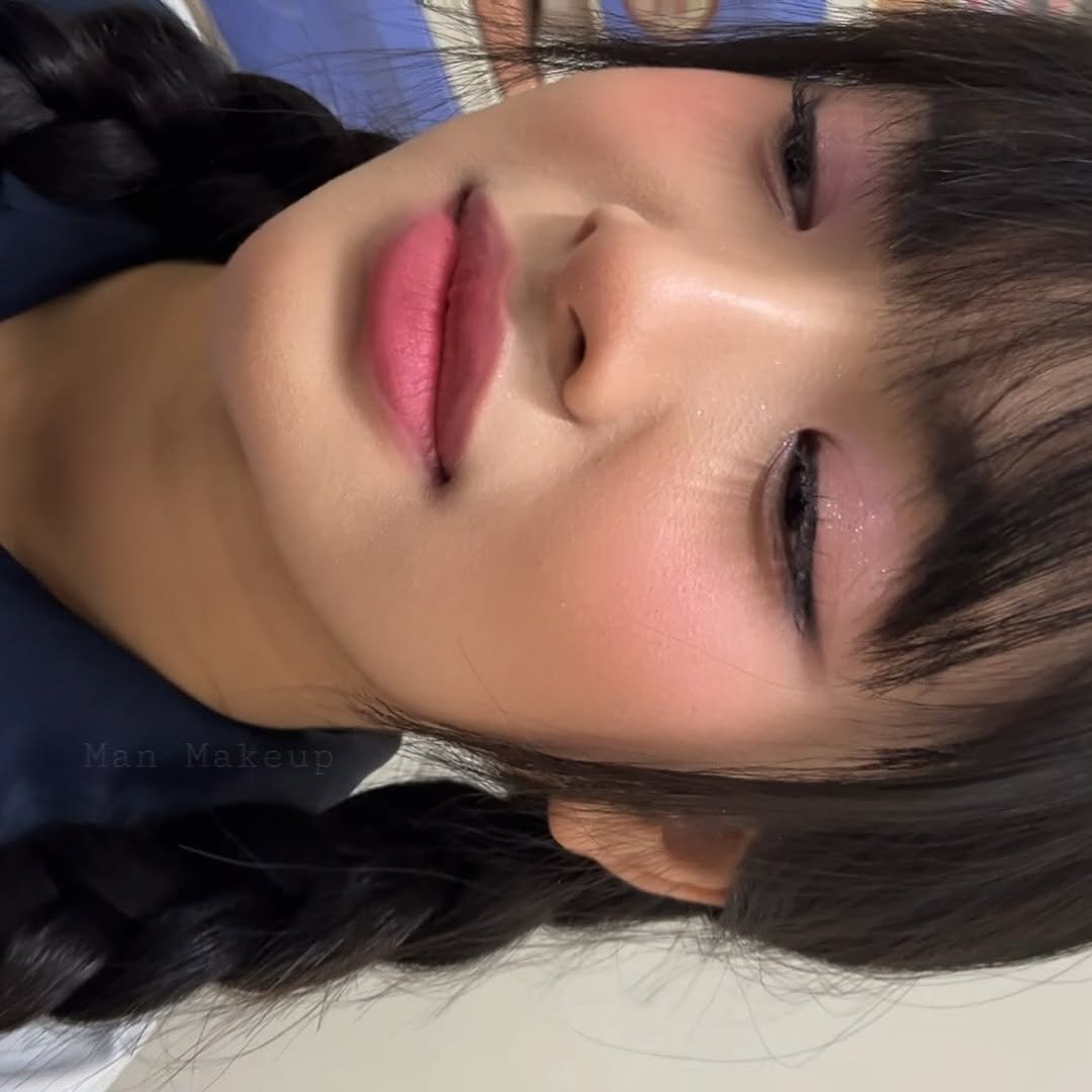 Photo by Man Makeup on October 13, 2025. May be a closeup of one or more people, braids, bangs, eyeliner, makeup, lipstick and text.