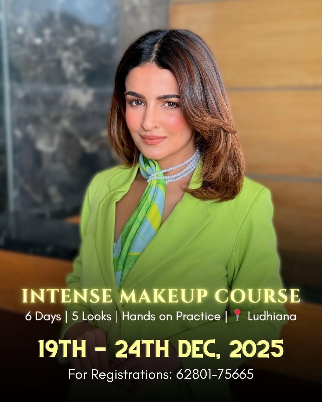 Photo by Avipreet Bindra Oberoi in Ludhiana, Punjab, India. May be an image of one or more people, hair, eyeliner, makeup, top and text that says 'INTENSE MAKEUP COURSE 6 Days 5 Looks Hands on Practice Ludhiana 19TH 24TH DEC, 2025 For Registrations: ForRegistrations:62801-75665 62801-75665'.