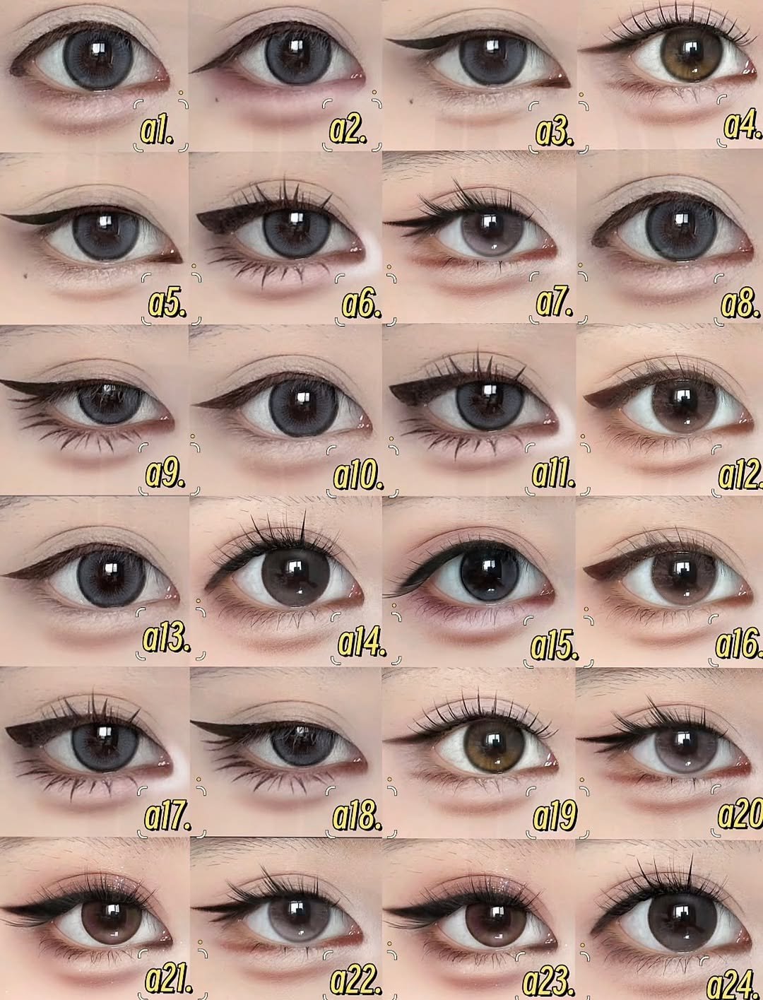 Photo by Makeup on February 16, 2026. May be a closeup of ‎one or more people, eyeliner and ‎text that says '‎ن C αι. ا a2. ف a3. a4. F م α5. ប a6. န။ مه a7. ی a8. "F a9. F لا a10. ป all. ف a12 G a13. ار al4. Ce እ a15. al6 ي a17. ก a18. ص ህ سم a19 F S a20 a21. သှ a22. จ a23. a24.‎'‎‎.