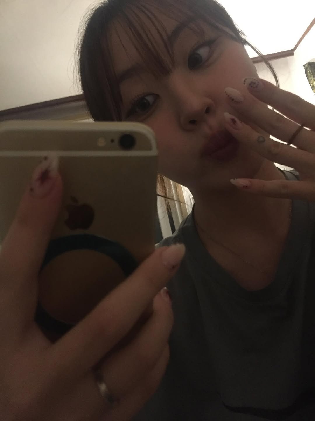 Photo by 말랑 on November 05, 2025. May be a selfie of one or more people, hair, lipstick, phone, mirror and text.
