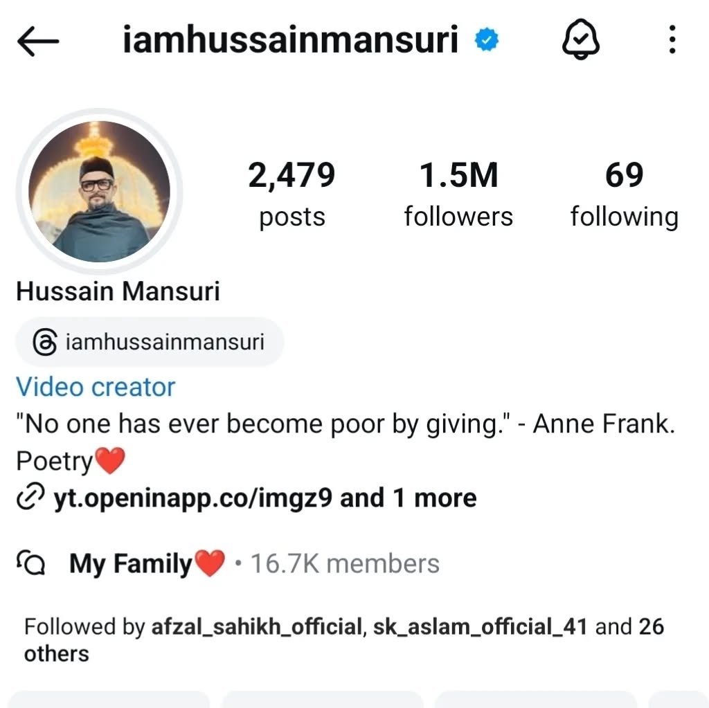 malik_official_8411 게시물 이미지: Congratulations 🎉 BOSS @iamhussainmansuri 1.5M...
