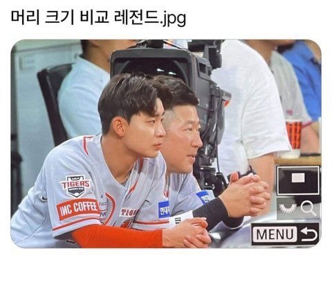 Photo by MAM • Meme And Me on April 27, 2026. May be an image of text that says '머리 크기 비교 레전드..g jpg TIGERS มรมส TIGERS ИC COFFEE T10 MENU ۲'.