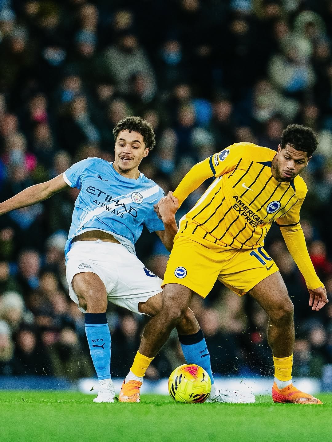 Photo shared by Manchester City on January 07, 2026 tagging @maxalleyne. May be an image of football, soccer, ball, stadium and text.