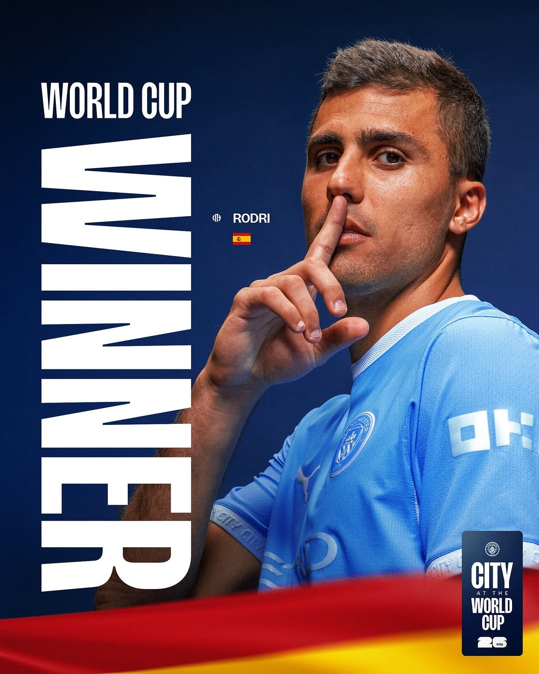 mancity 게시물 이미지: Rodri is a #FIFAWorldCup champion! 🏆🩵