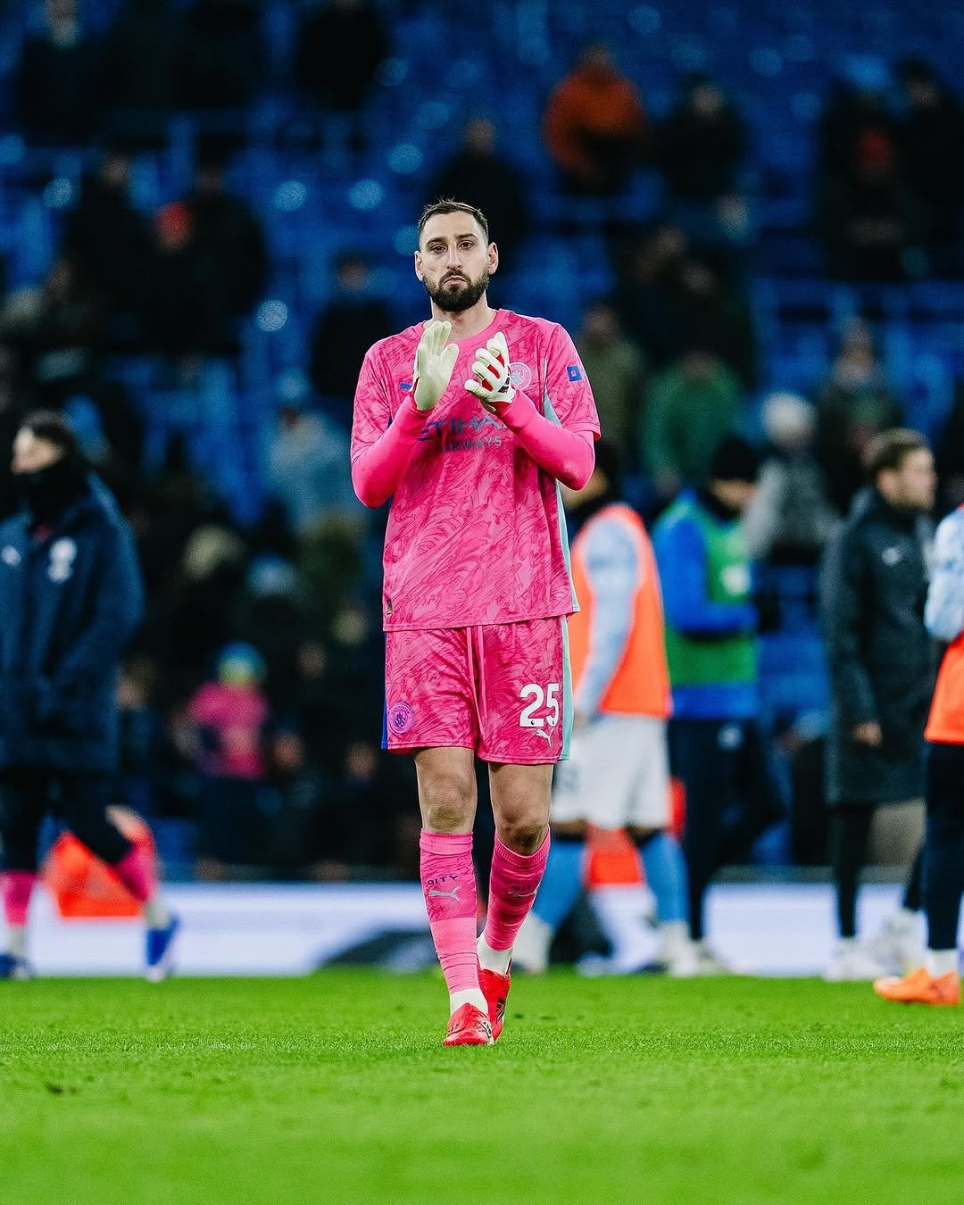 Photo shared by Manchester City on January 07, 2026 tagging @donnarumma. May be an image of football, soccer, stadium and text.