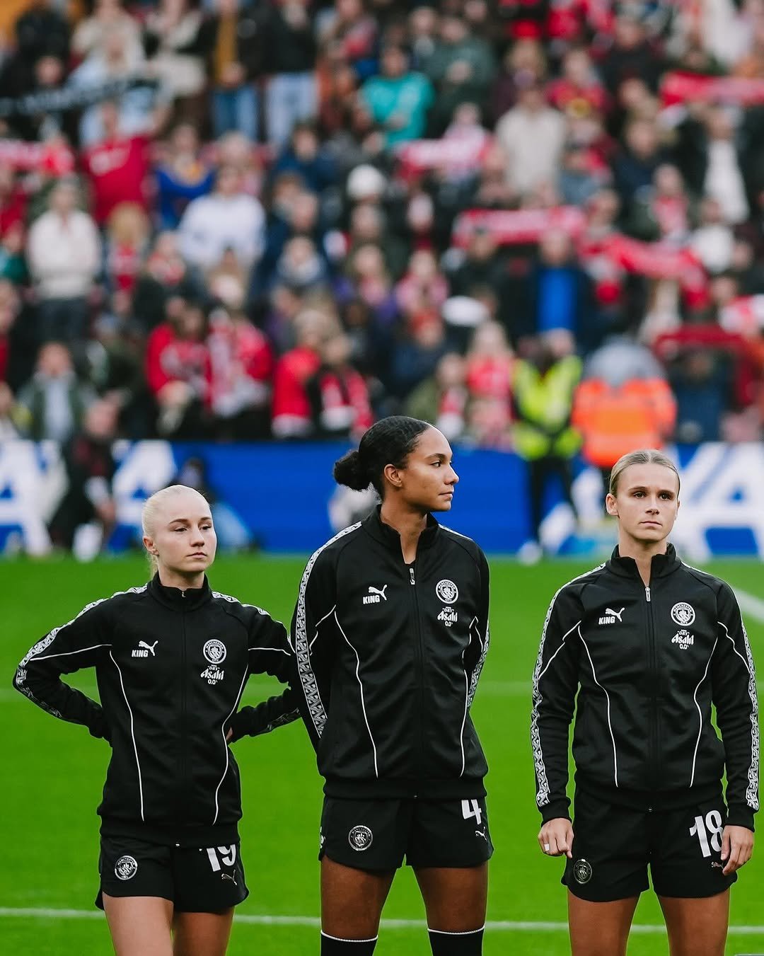 Photo shared by Manchester City Women on January 05, 2026 tagging @kerstin_casparij, @_.jaderose, and @laurablindkilde. May be an image of soccer, football, stadium and text.