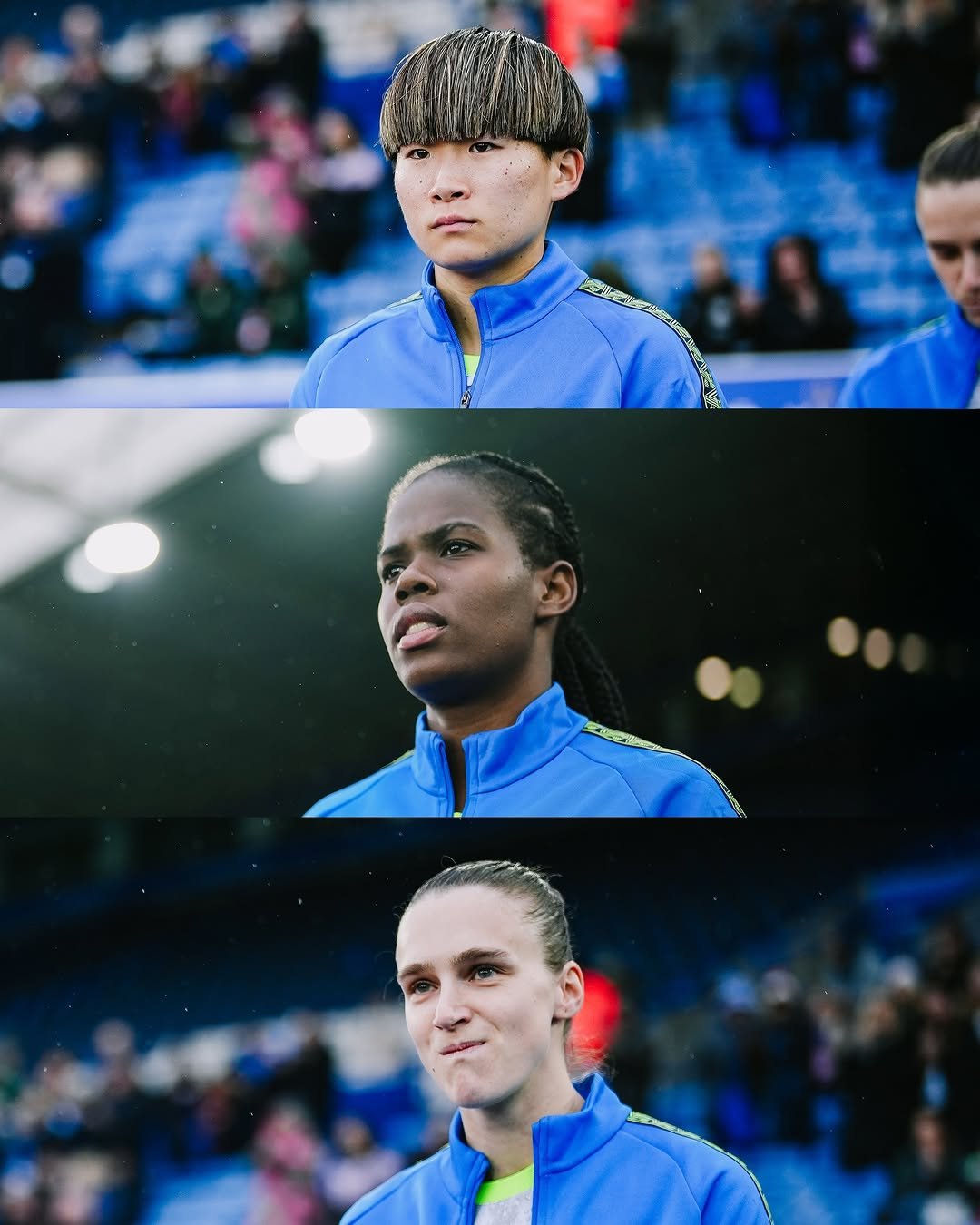 Photo shared by Manchester City Women on January 07, 2026 tagging @viviannemiedema, @bunnyshaw, and @aoba_fujino11. May be an image of one or more people, people playing soccer, stadium and text.