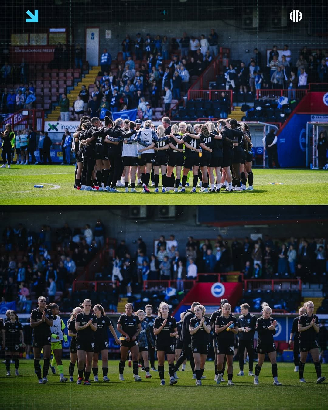 Photo by Manchester City Women in Broadfield Stadium. May be an image of soccer, football, crowd, stadium and text.