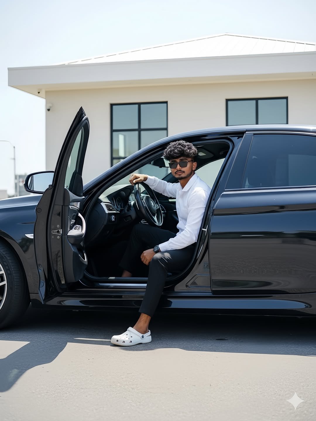 Photo shared by MANIKANTH  FC on September 17, 2025 tagging @manikanth_fc. May be an image of 1 person, sedan, wheel, outdoors and text.