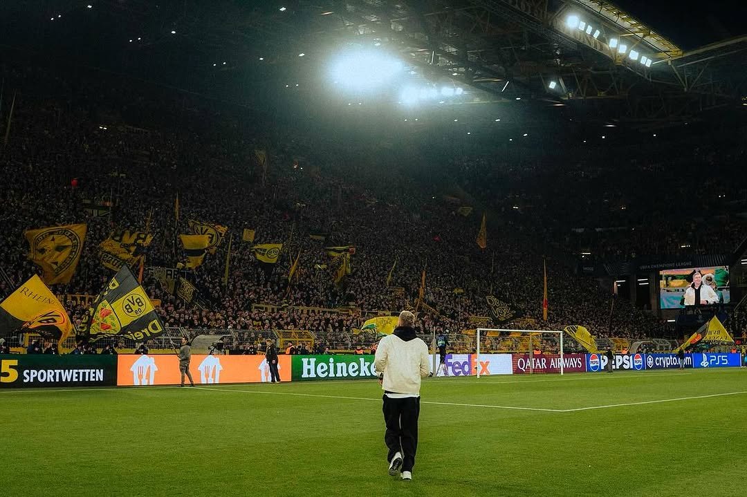 Photo by Marco Reus on December 11, 2025. May be an image of football, soccer, stadium and text.
