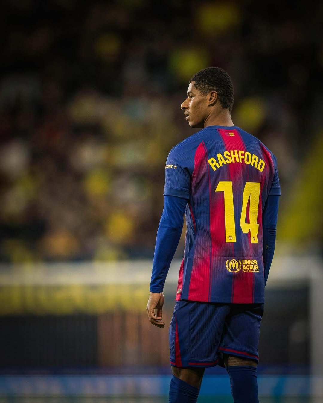 Photo shared by MR14 on December 21, 2025 tagging @fcbarcelona. May be an image of football, soccer, cleats, ball, stadium and text.