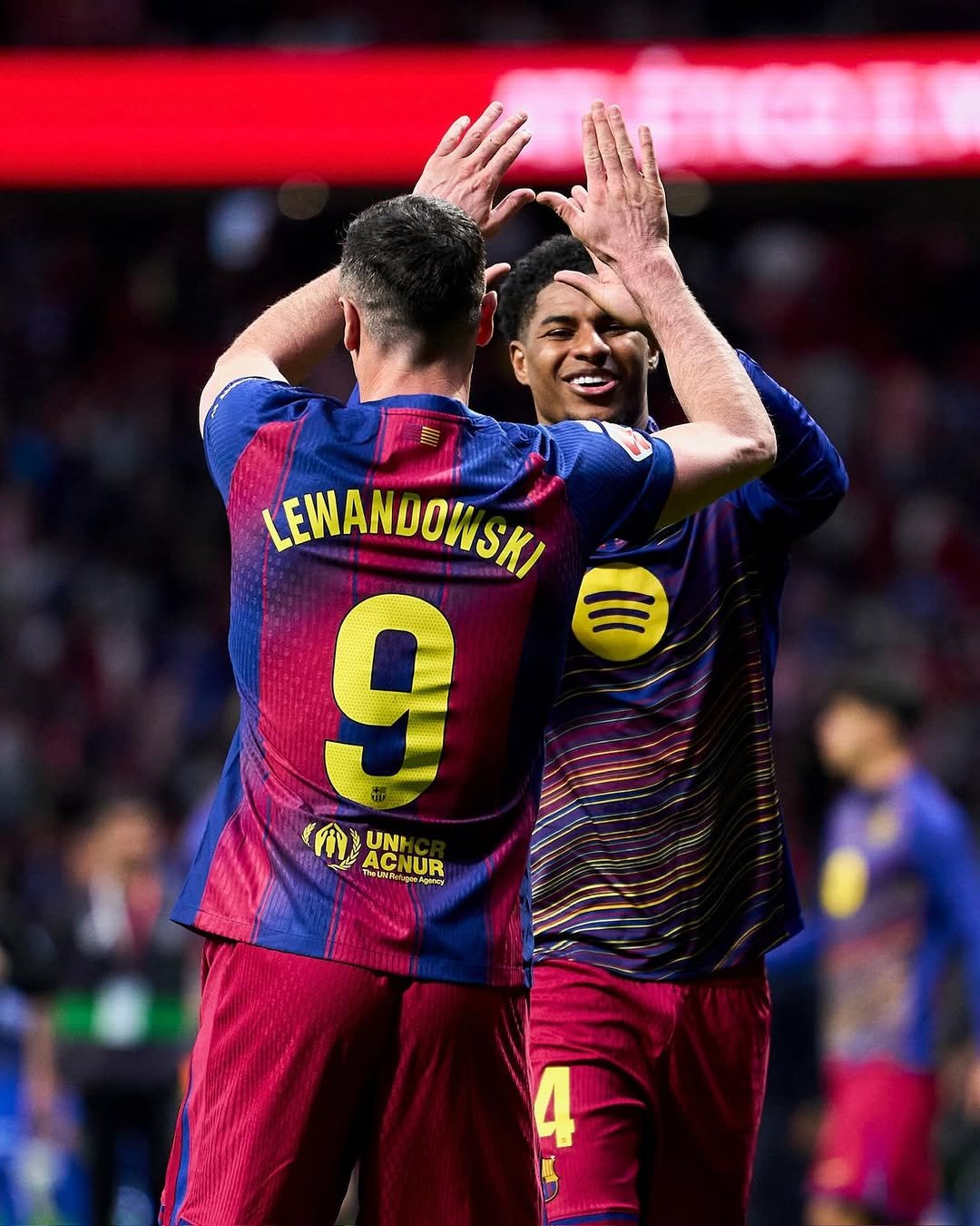 Photo shared by MR14 on April 05, 2026 tagging @fcbarcelona, and @_rl9. May be an image of football, soccer, ball, stadium and text.