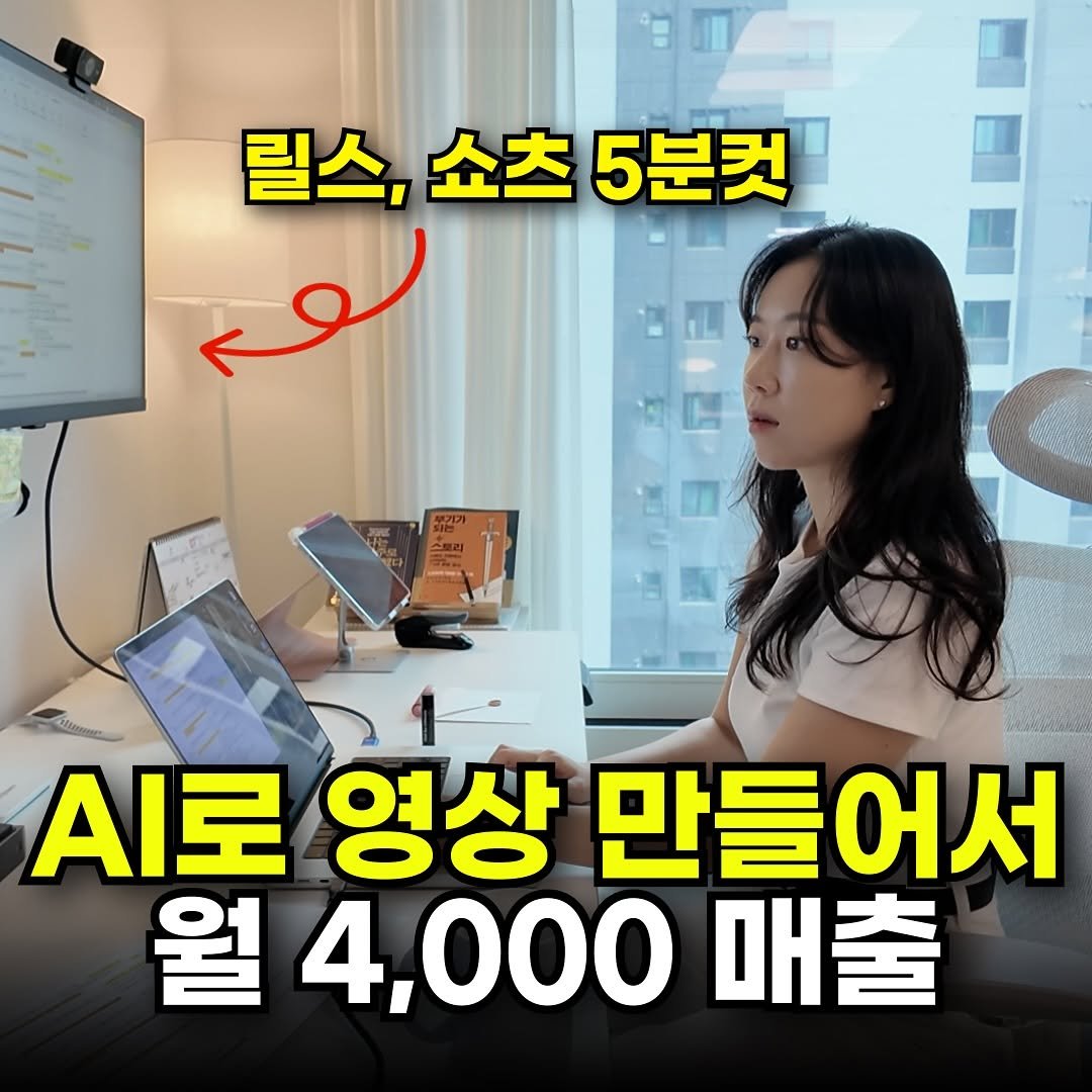 Photo by 마케팅뷰 | 인스타 컨설팅 | 릴스 대행 on June 29, 2025. May be an image of ‎1 person and ‎text that says '‎릴스, 릴스,쇼츠5분컷 쇼츠 5분컷 لوم .I로 영상 만들 만들어서 어서 월 월4,000매출 4,000 매출‎'‎‎.