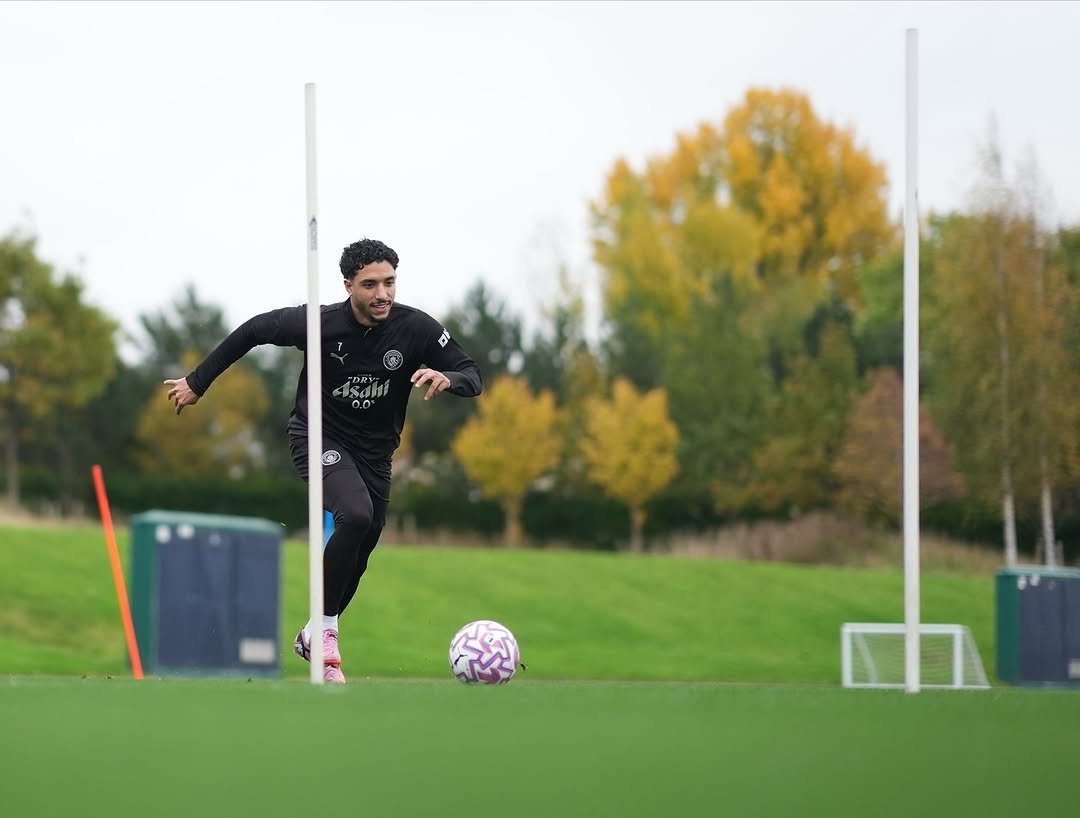 Photo by Omar Marmoush on October 19, 2025. May be an image of football, soccer, ball, sports equipment and stadium.