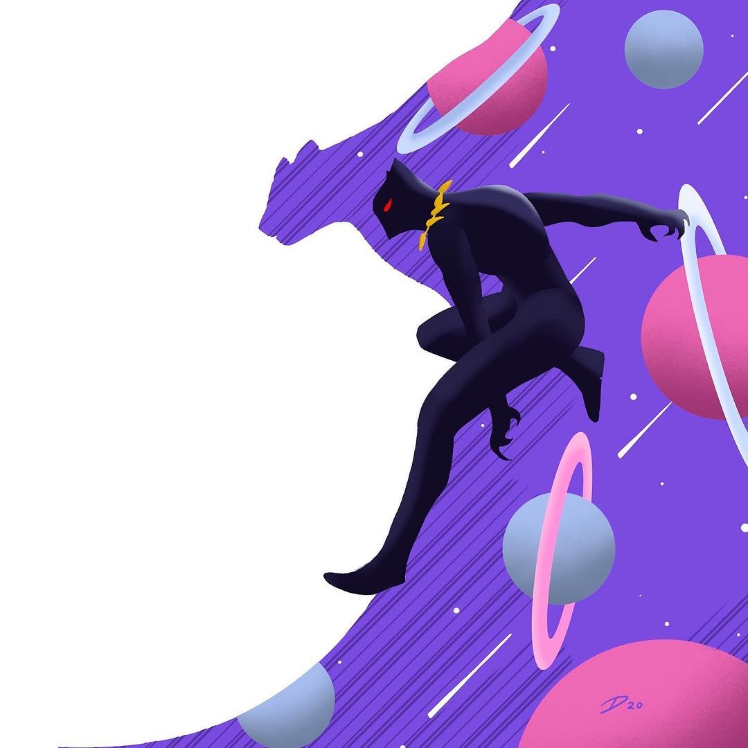 maru 게시물 이미지: Black Panther is jumping through space. The...