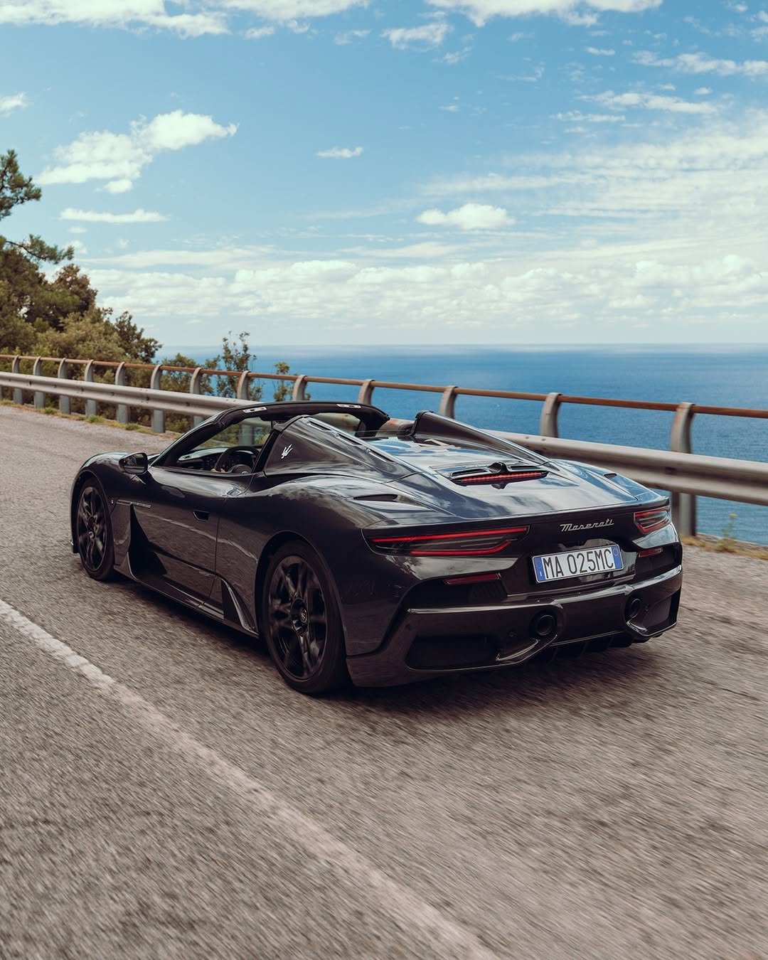 Photo by Maserati on December 07, 2025. May be an image of race car, convertible, roadster, wheel, road and text.