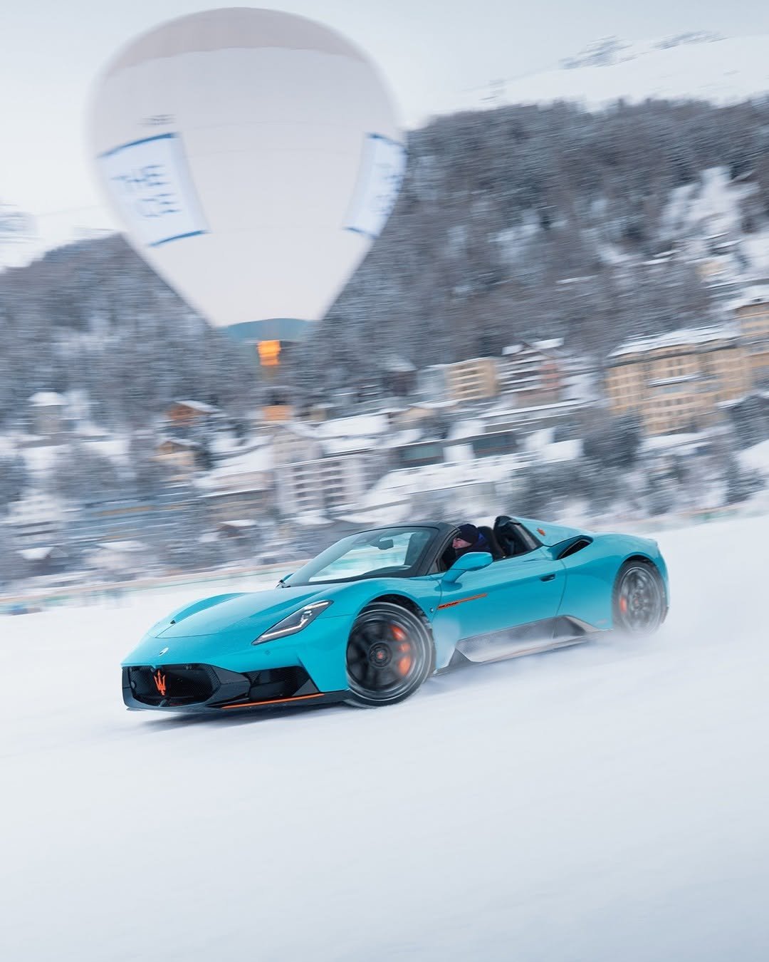 Photo by Maserati on February 18, 2026. May be an image of race car, wheel, snow and text.
