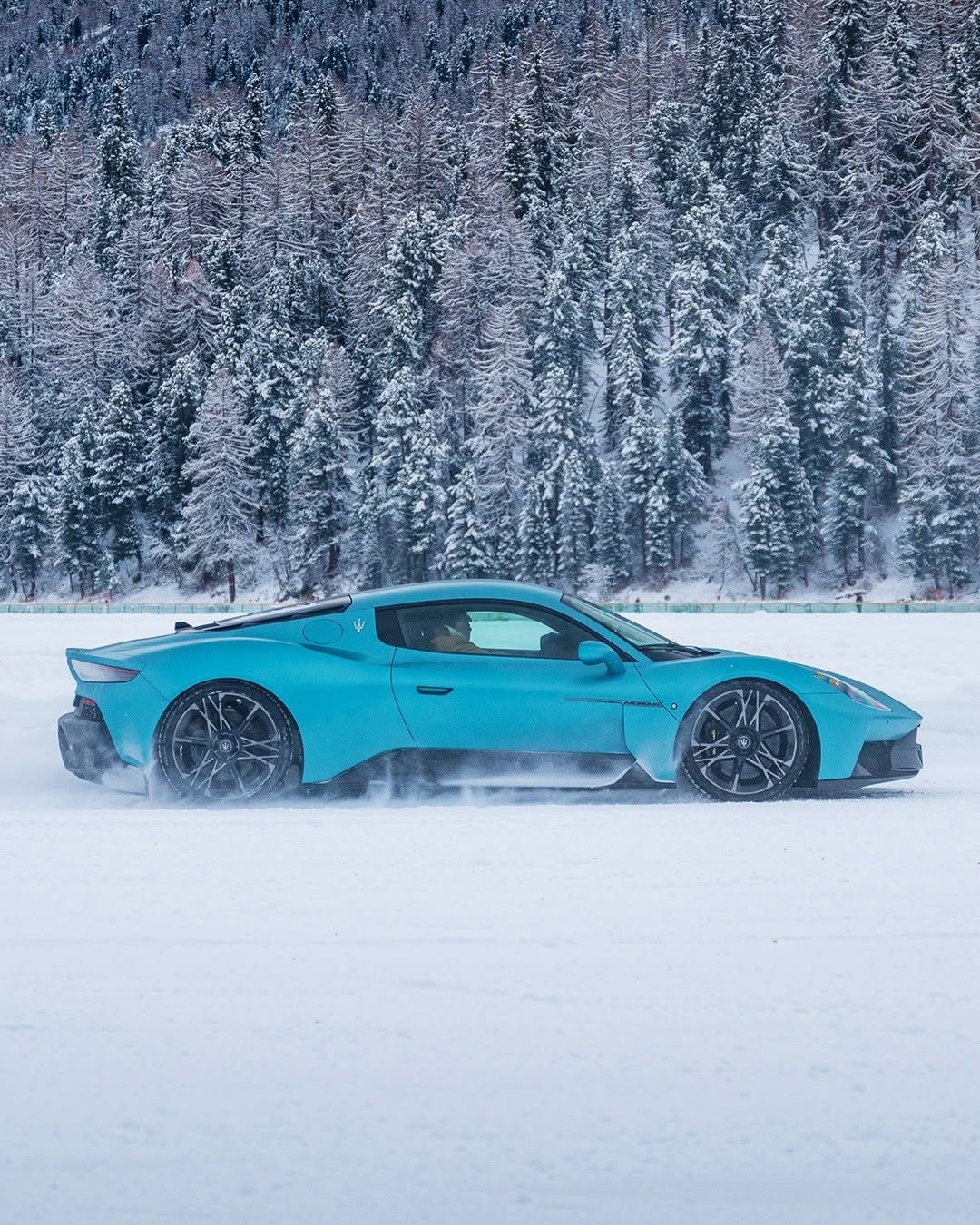 Photo by Maserati on February 07, 2026. May be an image of ‎wheel, race car, road, arctic, snow and ‎text that says '‎مم‎'‎‎.